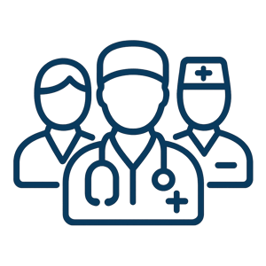 create an icon with no words and dark blue linework to represent the idea of health care providers