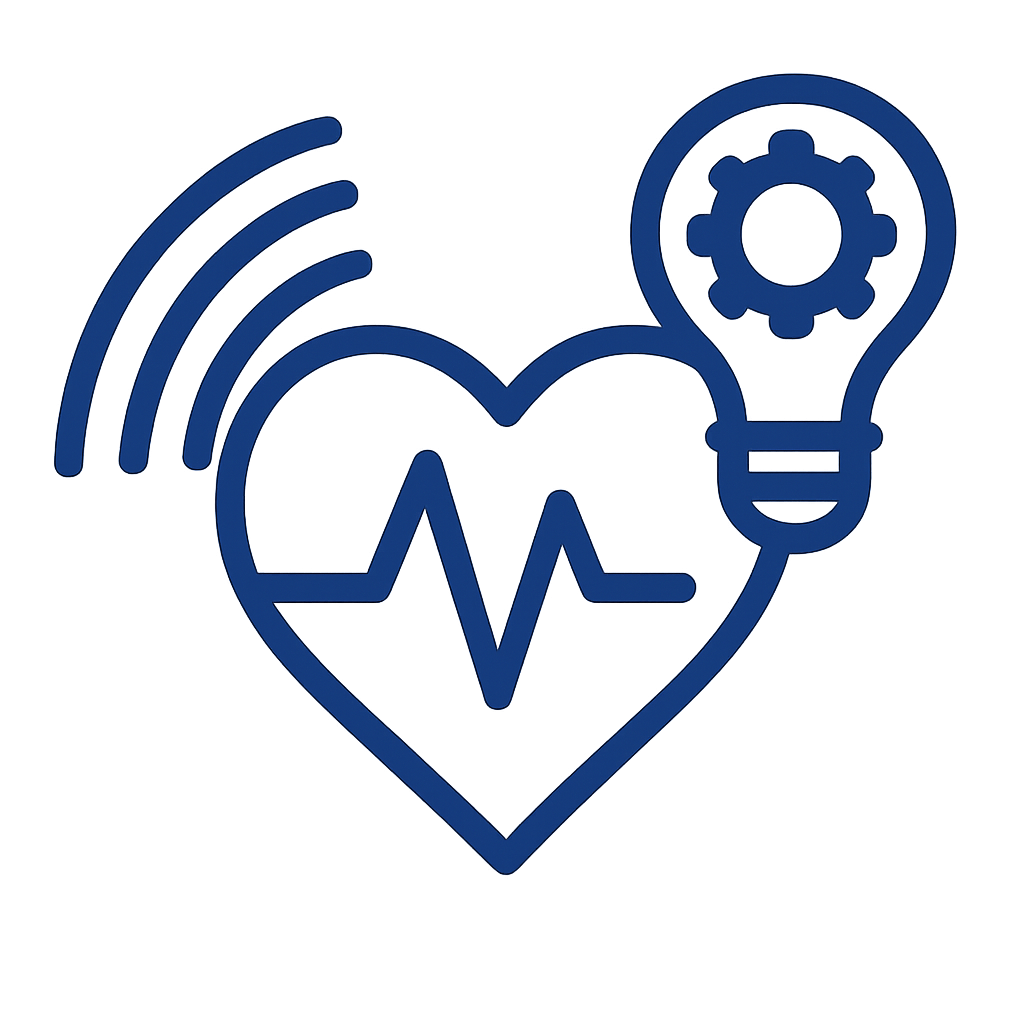 lineart an icon using thick line work and the color  094c8b and clear It will depict many years of cardiac innovation  Do NOT use words letters or num