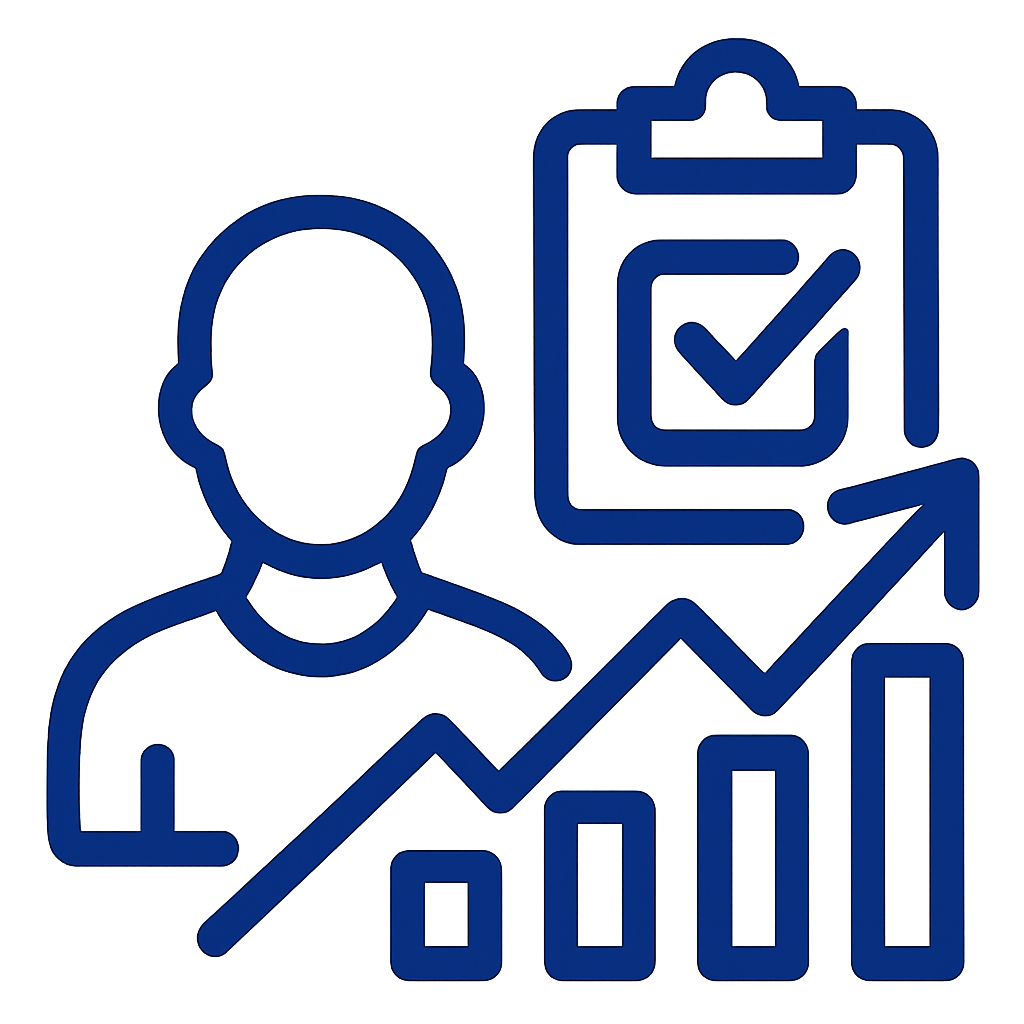 lineart lineart an icon using thick line work and the color 094c8b and clear It will depict real outcomes not just managing symptoms  Do NOT use words