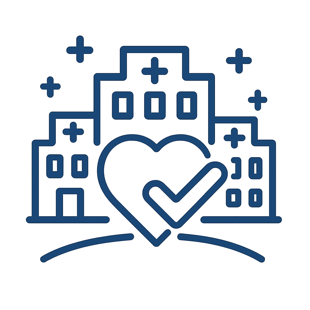 lineart lineart an icon using thick line work and the color 094c8b and clear It will depict trusted in hundreds of eecp clinics Do NOT use words lette